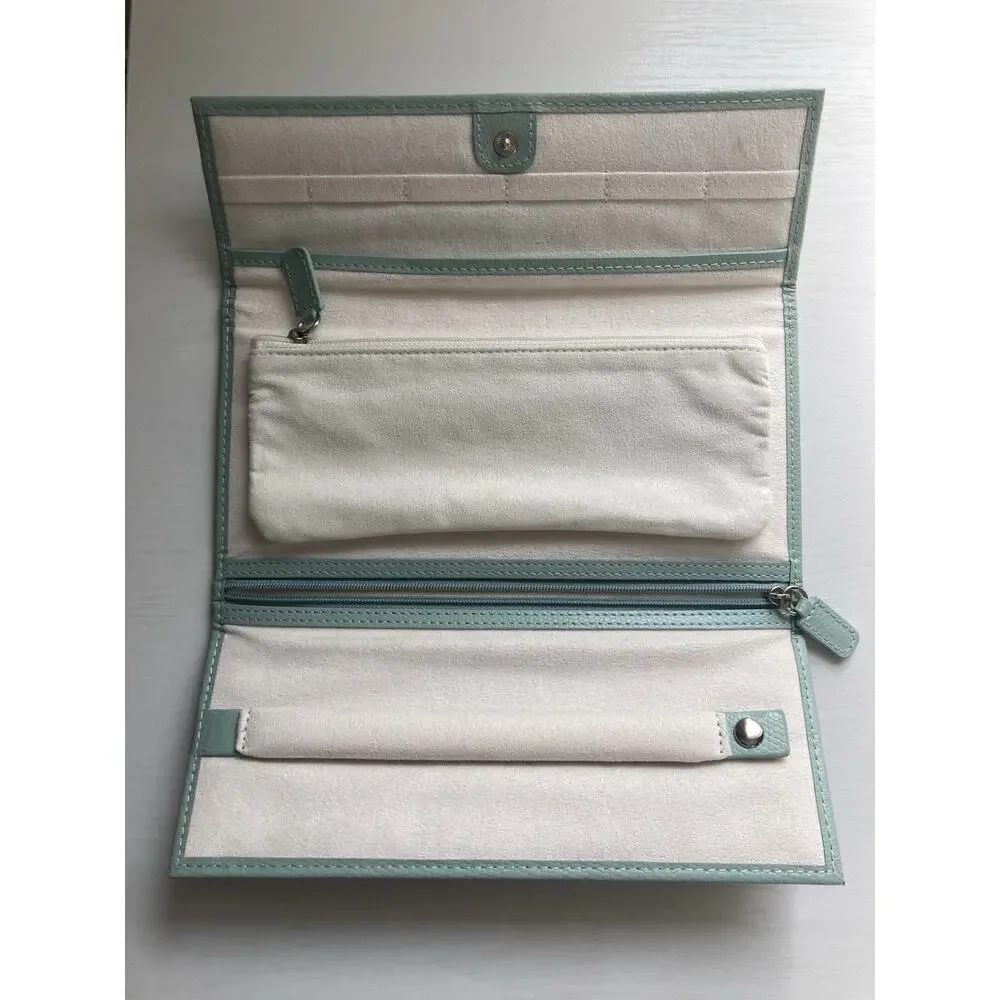 Pottery Barn Wolf The Mckenna Jewelry Roll Porcelain Blue Travel Packable